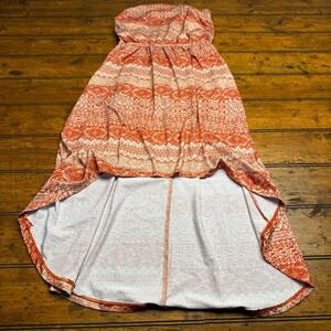 Rue21 Womens Orange White Tribal Print Strapless High-Low Dress Small